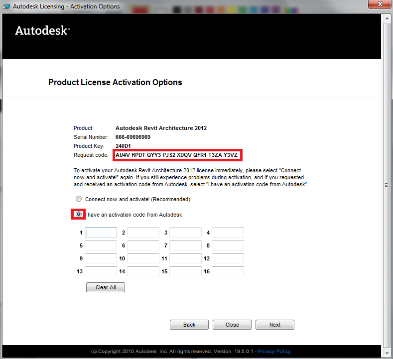 Autodesk activation code 2014